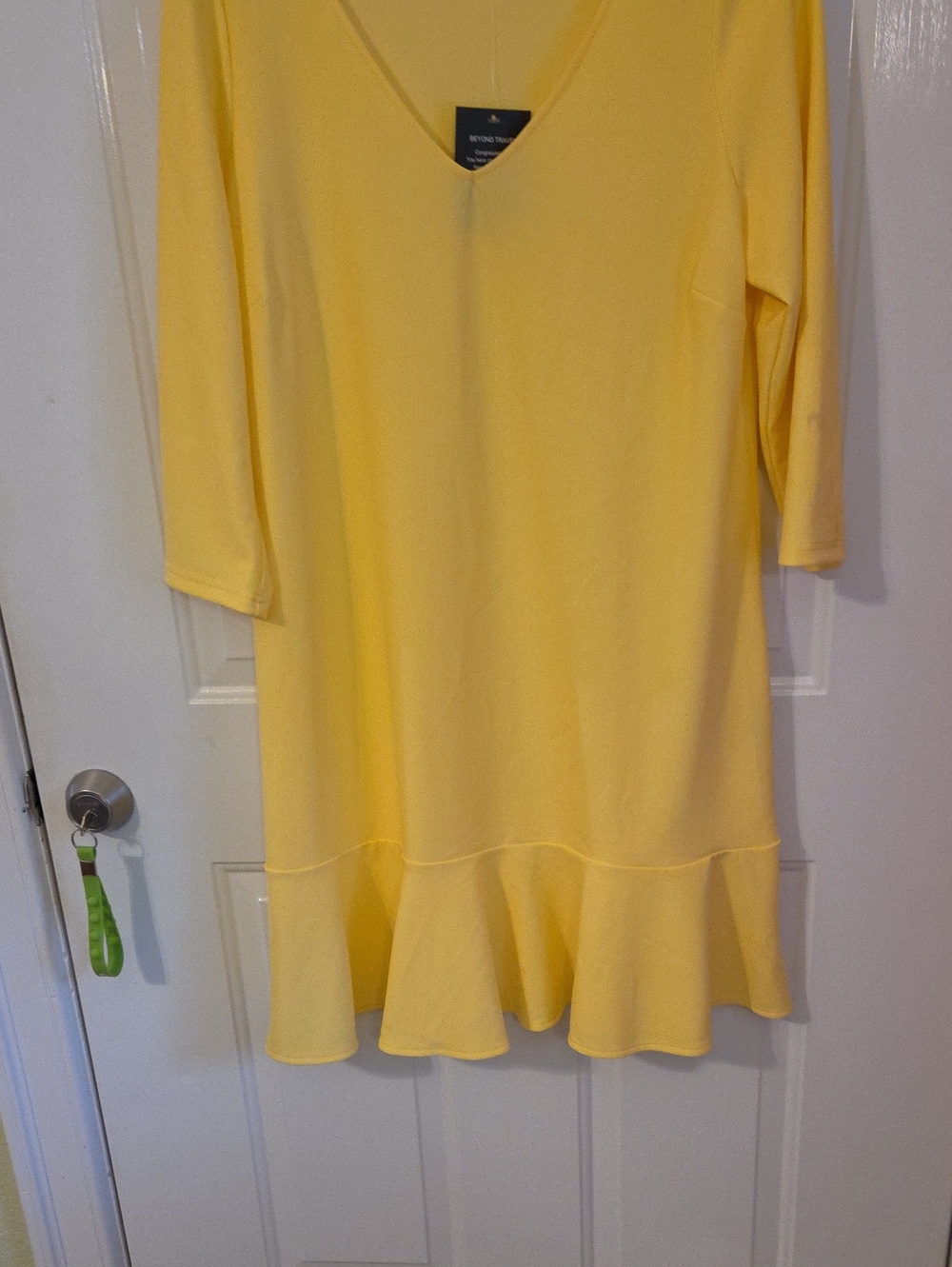 Boston Proper Sunny Yellow V-Neck Ruffle Hem Casual Dress
